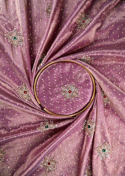 Purple Tissue Fabric With All Over Zari, Sequins, Katdana And Stone Work 25465