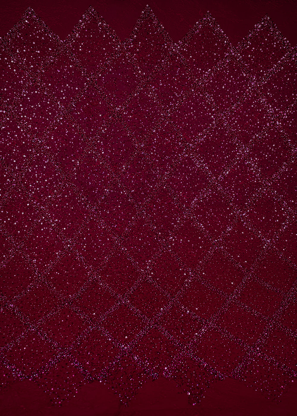 Red Sandlin Lace Fabric With All Over Sequins, Katdana And Bead Work 25512