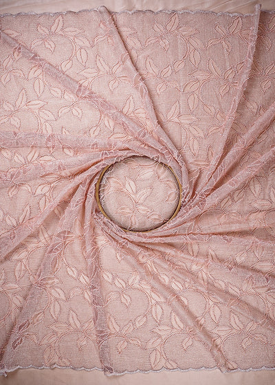 Peach Imported Net Fabric With All Over Zari And Katdana Work 25521
