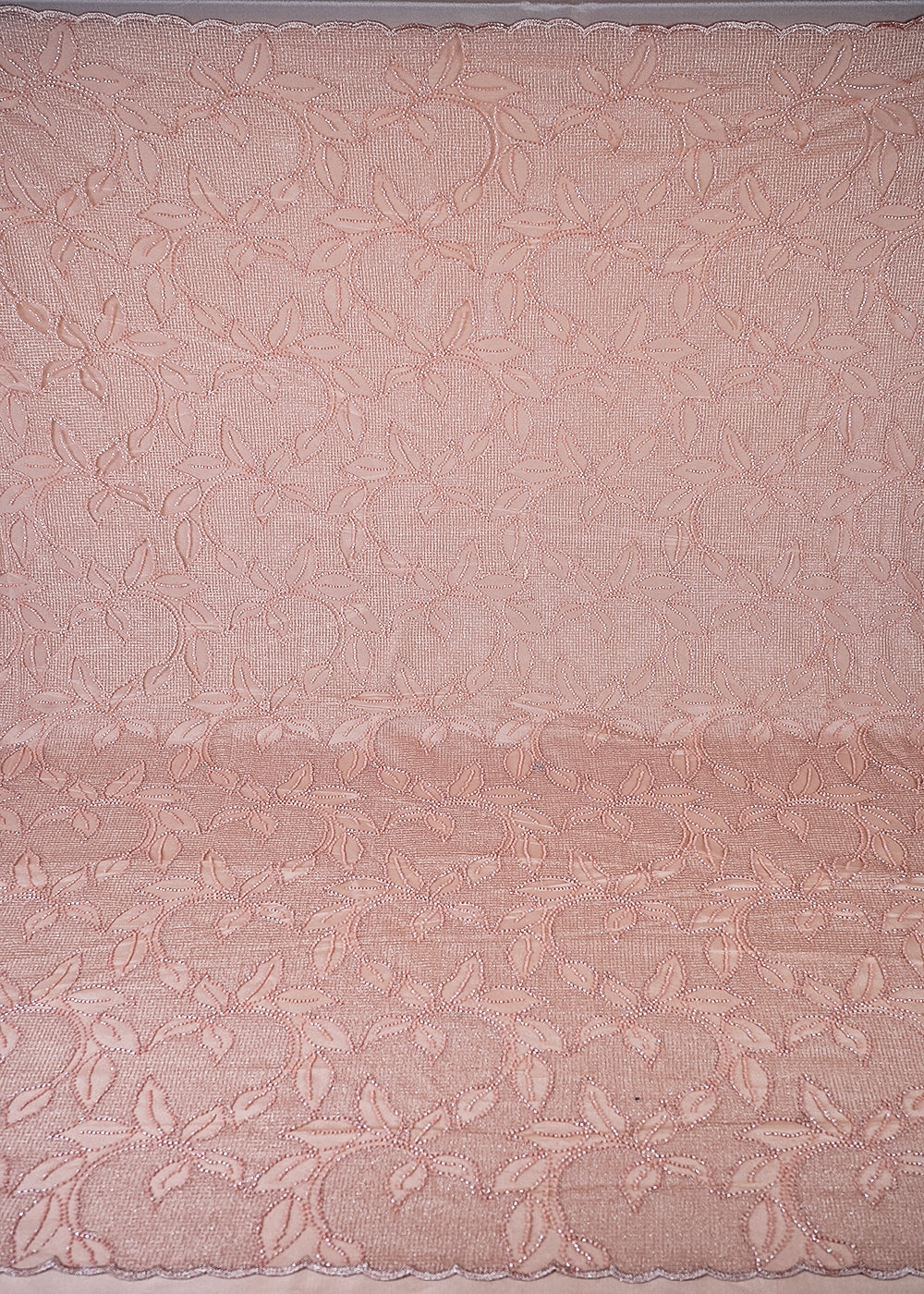 Peach Imported Net Fabric With All Over Zari And Katdana Work 25521