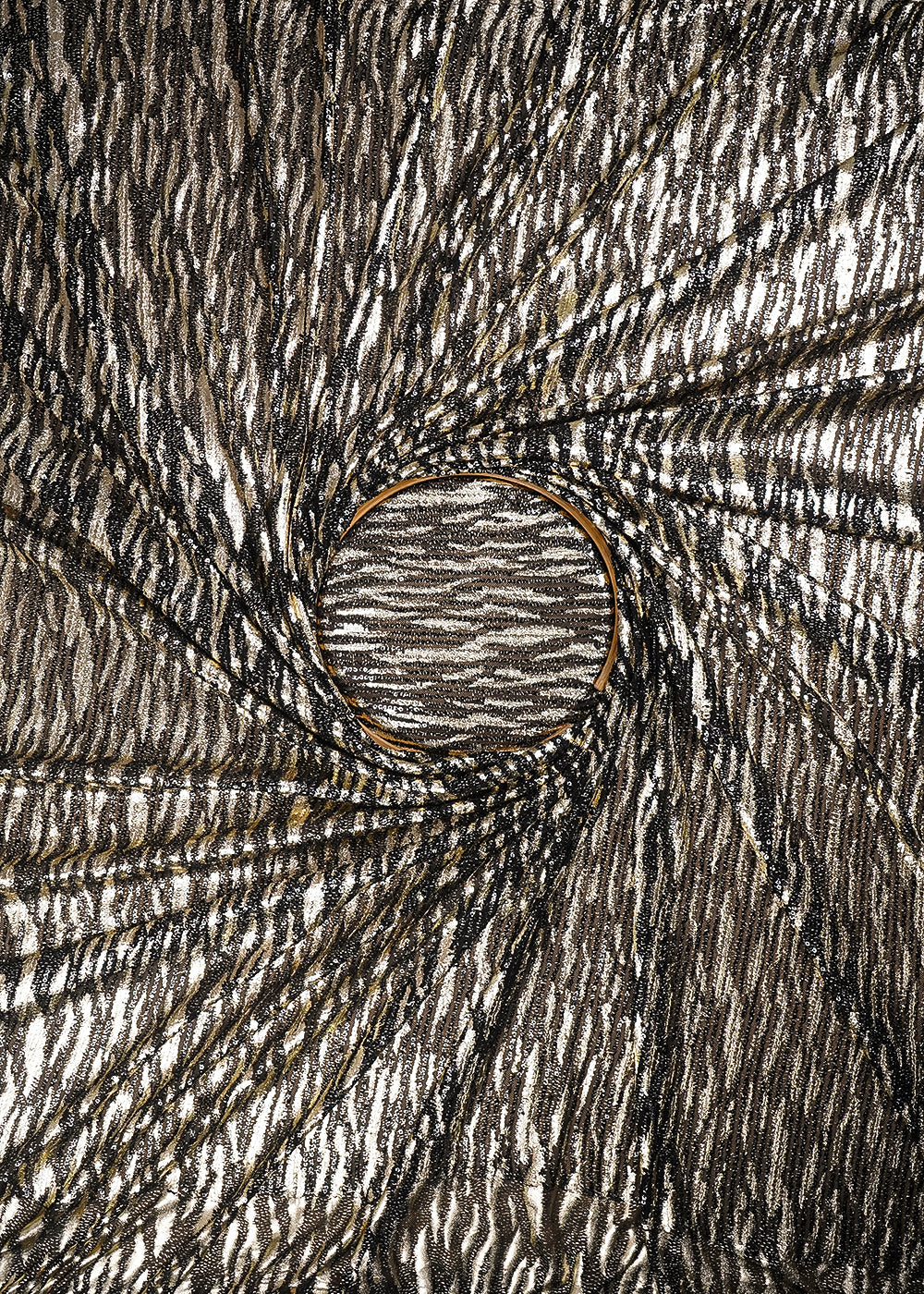 Golden Lycra Net Fabric With All Over Sequins And Foil Work 25541