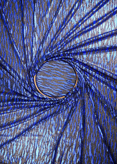 Royal Blue Lycra Net Fabric With All Over Sequins And Foil Work 25542