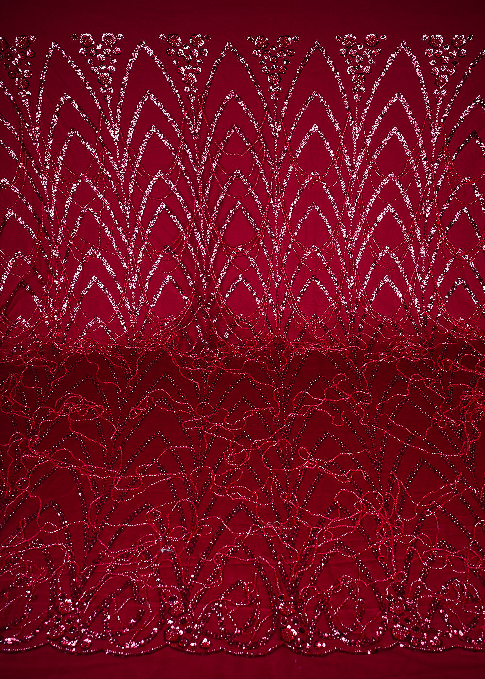 Maroon Imported Net Fabric With All Over Sequins And Katdana Work With Border 25549