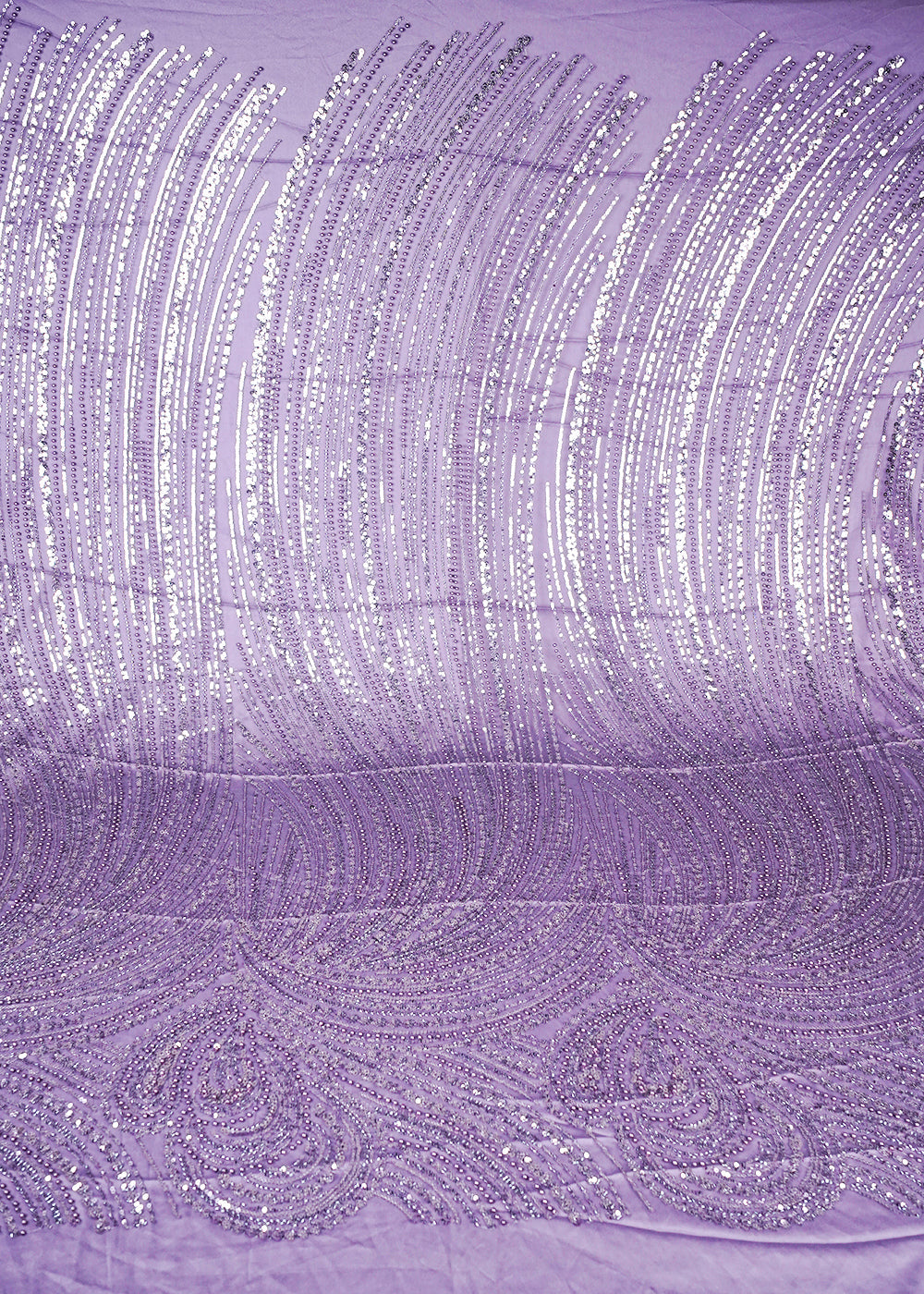 Mauve Imported Net Fabric With All Over Sequins, Katdana And Bead Work With One Side Border 25571