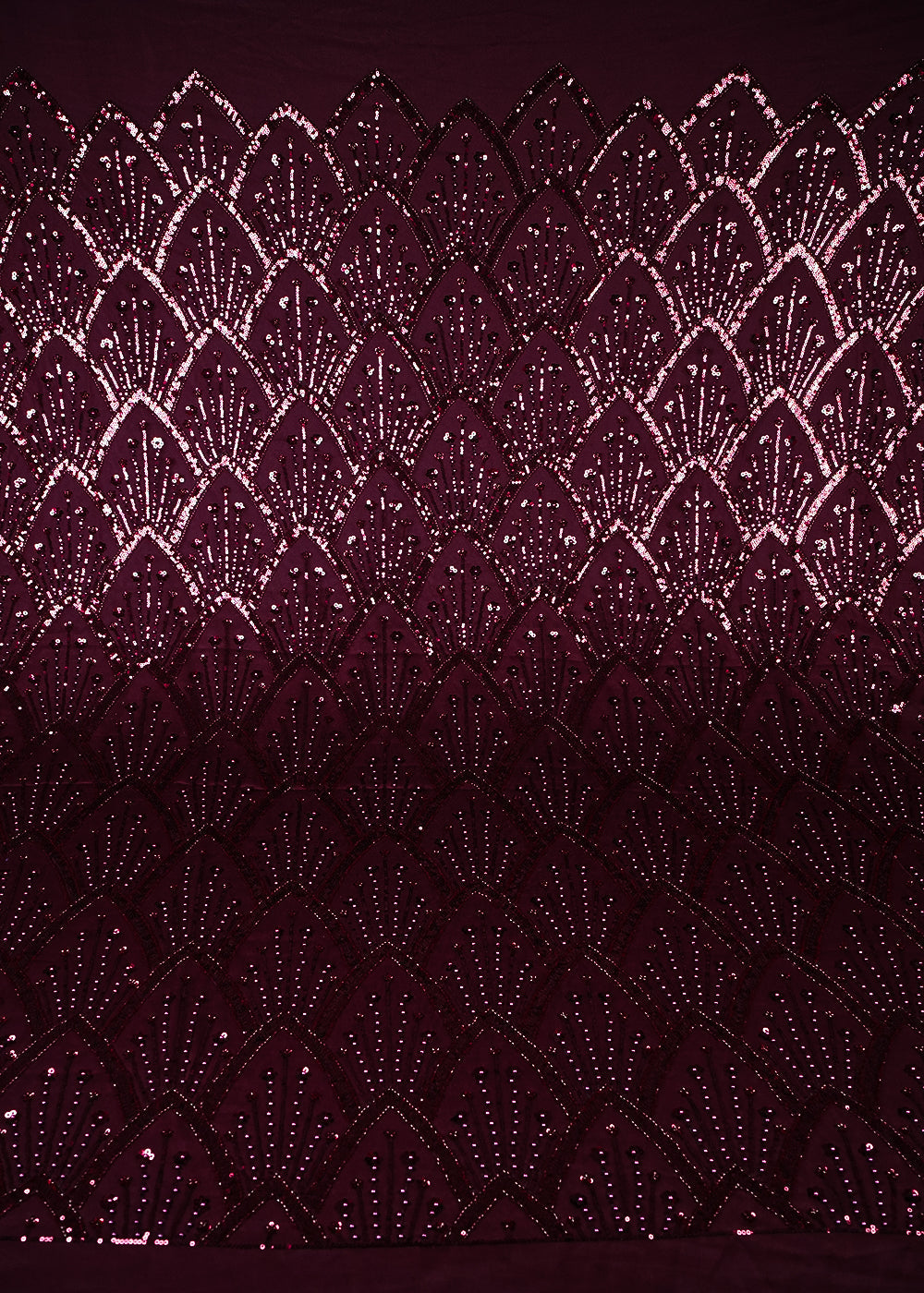 Maroon Imported Net Fabric With All Over Sequins, Katdana And Bead Work With One Side Border 25573