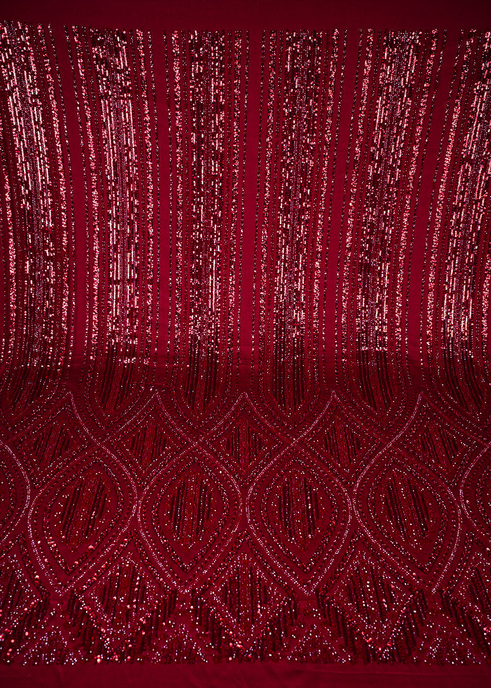 Maroon Imported Net Fabric With All Over Sequins And Katdana Work With One Side Heavy Border 25582