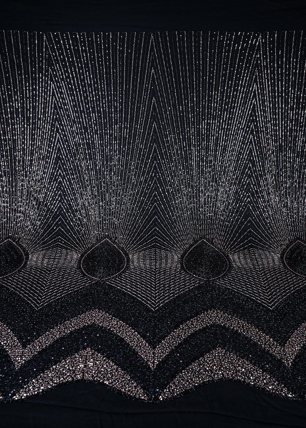 Black Imported Net Fabric With All Over Sequins And Katdana Work With Border 25610