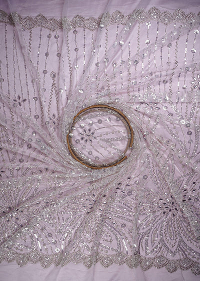 Baby Pink Imported Net Fabric With All Over Sequins, Katdana And Stone Work 25615