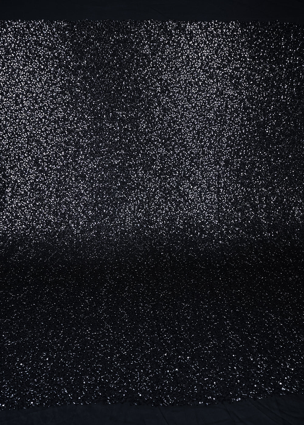 Black Imported Net Fabric With All Over Sequins, Katdana And Bead Work With One Side Border 25618
