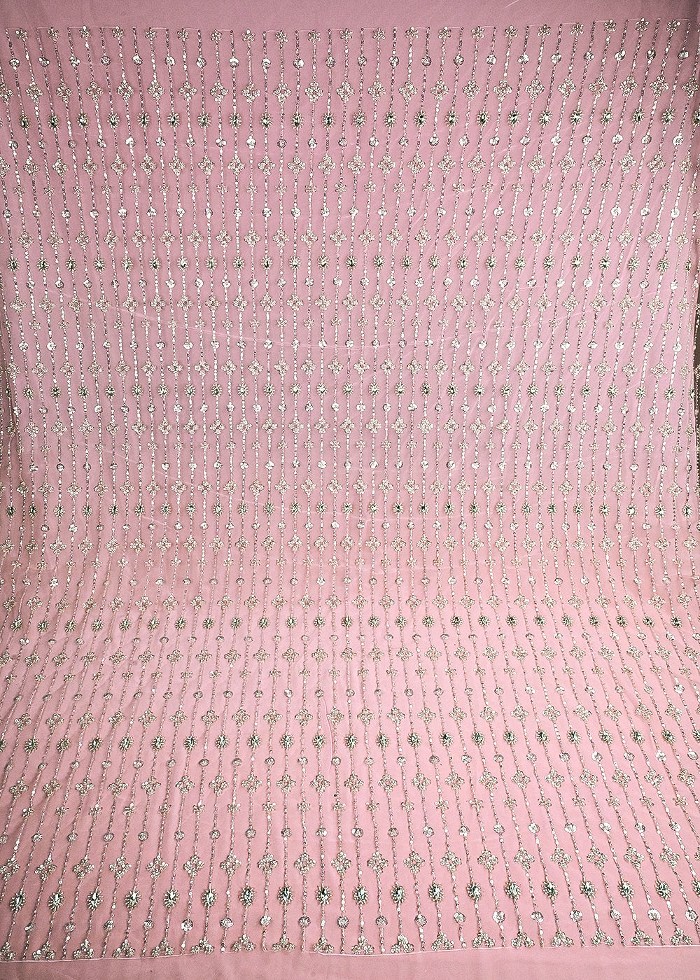 Baby Pink Imported Net Fabric With All Over Sequins And Katdana Work 25628