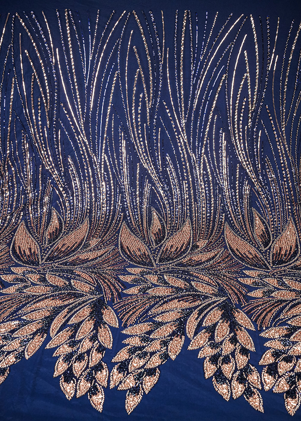 Navy Blue Imported Net Fabric With All Over Sequins And Katdana Work With Border 25645