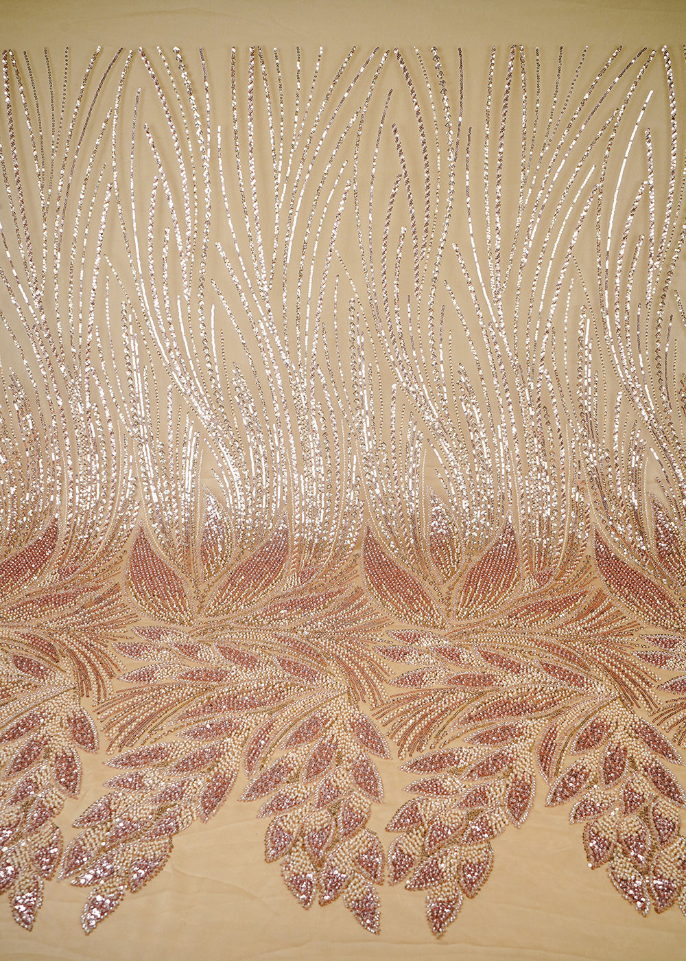 Golden Imported Net Fabric With All Over Sequins And Katdana Work With Border 25646