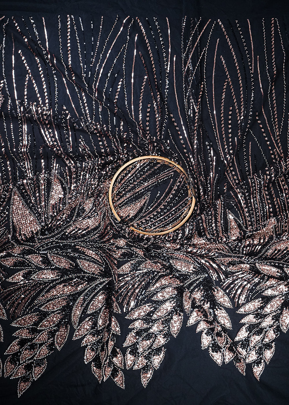 Black Imported Net Fabric With All Over Sequins And Katdana Work With Border 25647