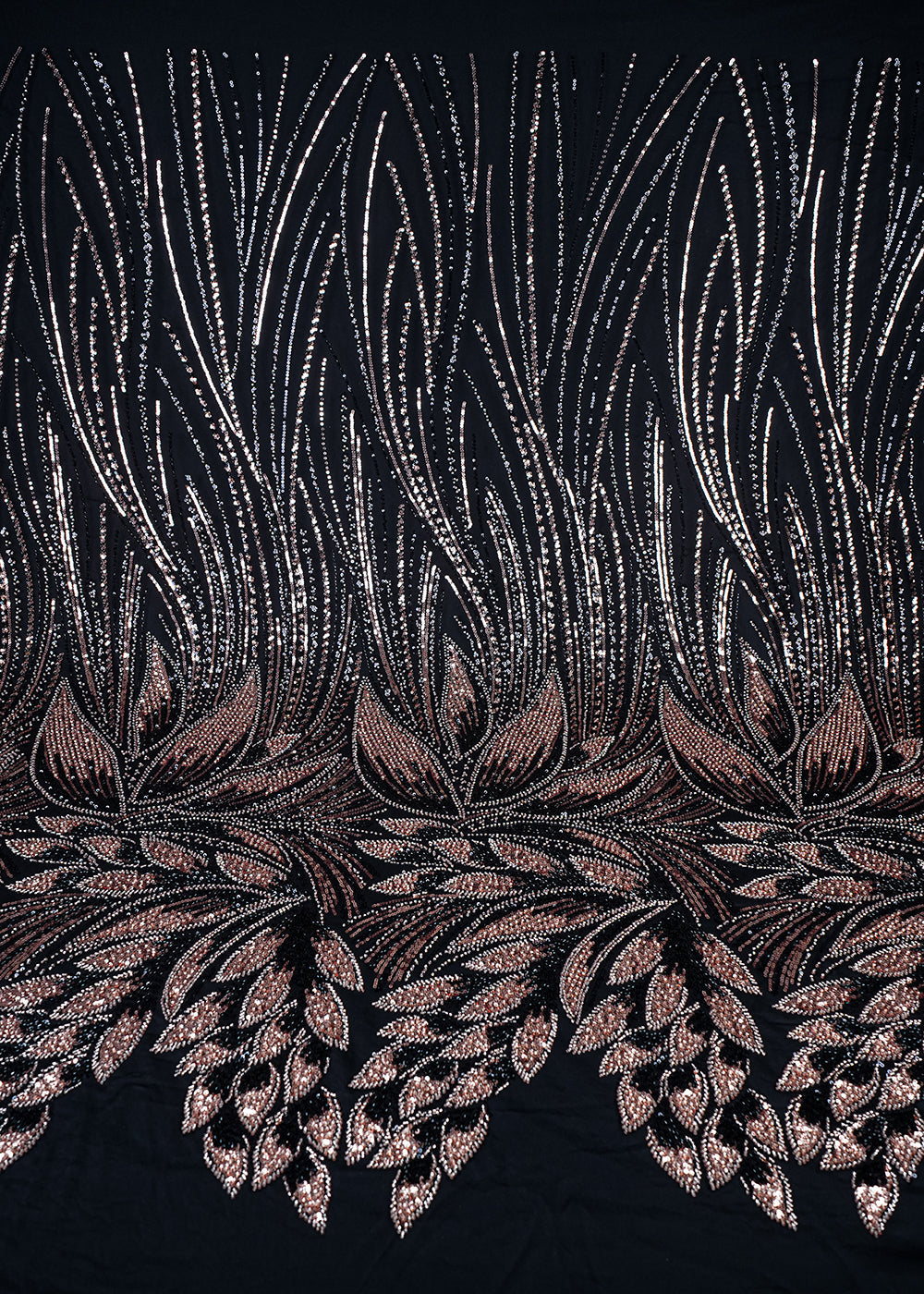 Black Imported Net Fabric With All Over Sequins And Katdana Work With Border 25647