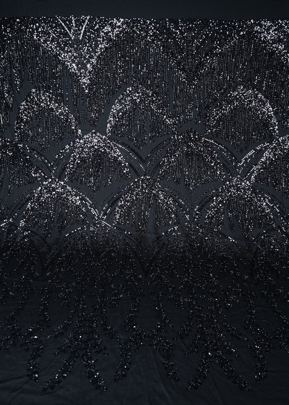 Black Imported Net Fabric With All Over Sequins And Katdana Work With One Side Heavy Border 25652