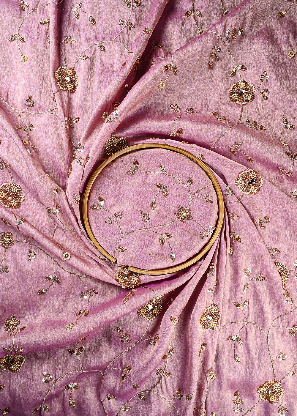 Lavender Tissue Fabric With All Over Zari, Sequins, Katdana And Stone Work 25673