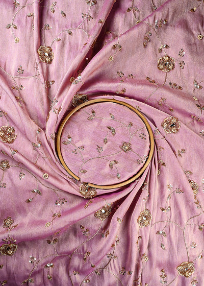 Lavender Tissue Fabric With All Over Zari, Sequins, Katdana And Stone Work 25673