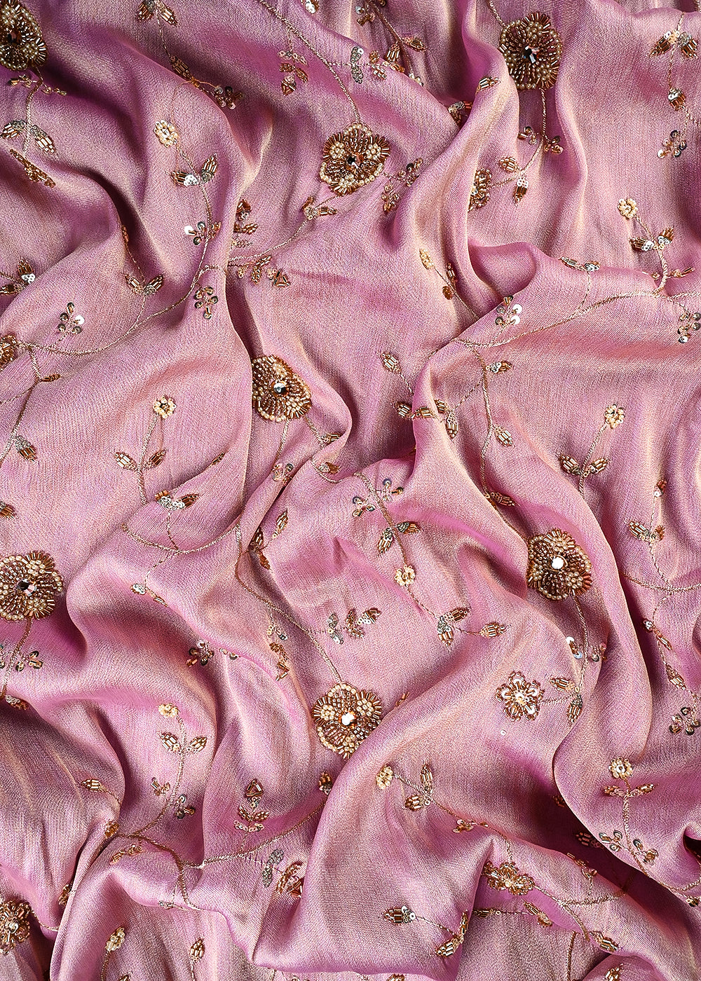 Lavender Tissue Fabric With All Over Zari, Sequins, Katdana And Stone Work 25673