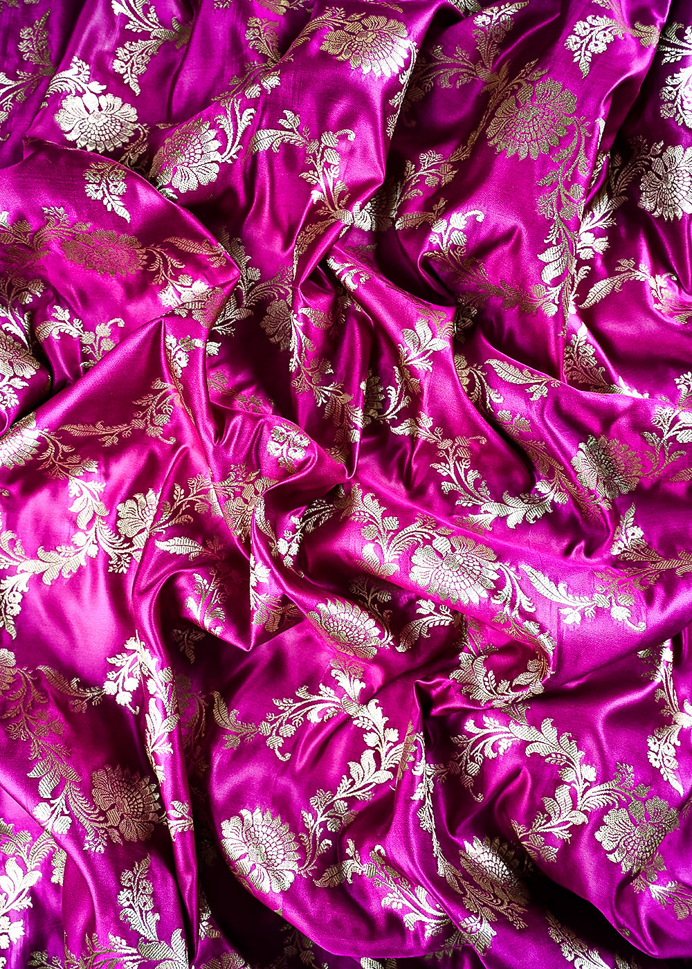 Purple Banarasi Brocade Fabric With All Over Zari Handloom 25748