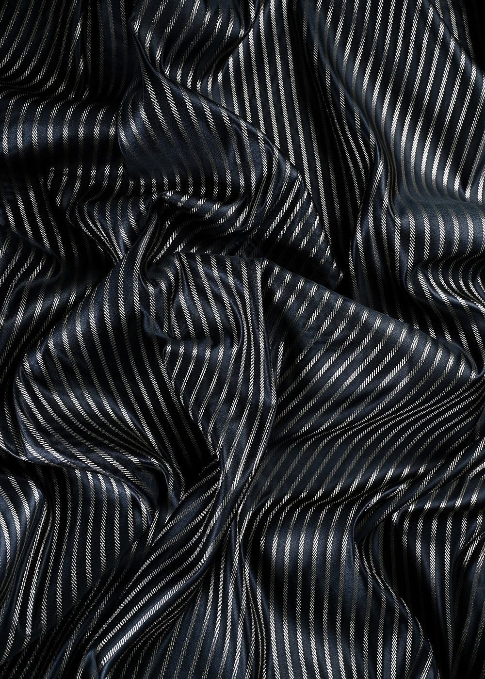 Black Banarasi Brocade Fabric With All Over Zari Handloom 25751