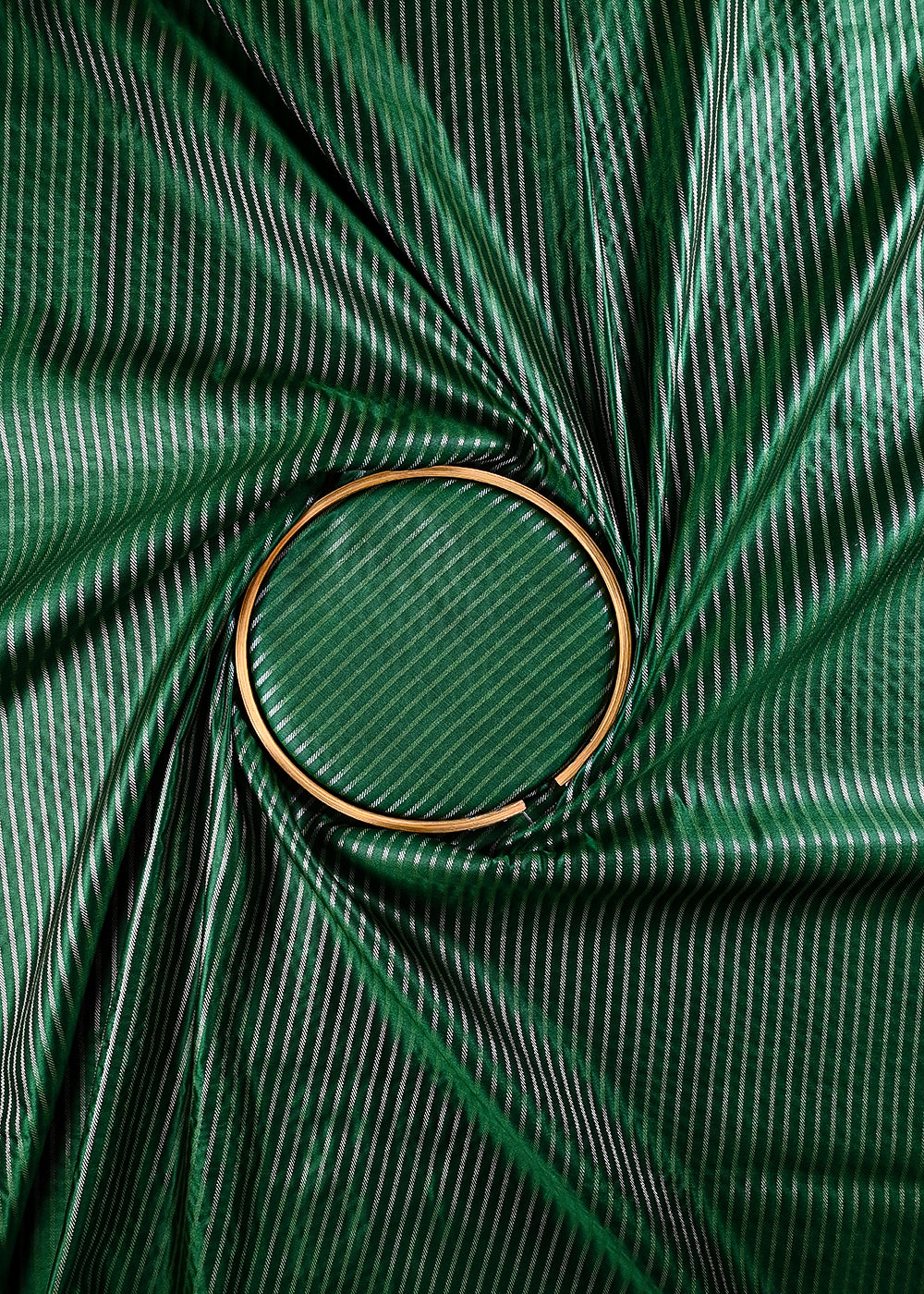 Bottle Green Banarasi Brocade Fabric With All Over Zari Handloom 25752
