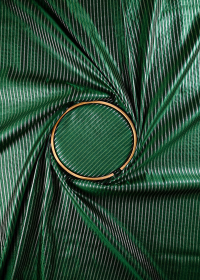 Bottle Green Banarasi Brocade Fabric With All Over Zari Handloom 25752