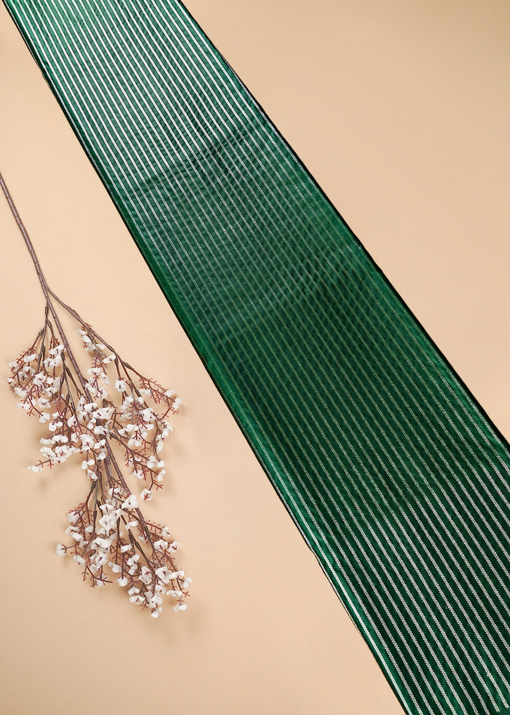 Bottle Green Banarasi Brocade Fabric With All Over Zari Handloom 25752