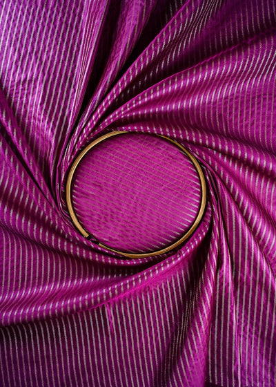 Purple Banarasi Brocade Fabric With All Over Zari Handloom 25753