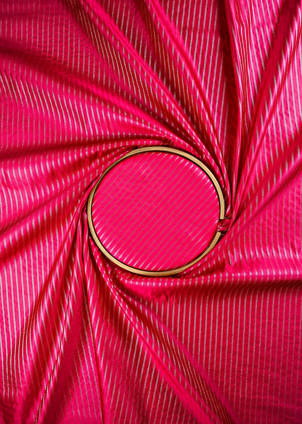Rani Pink Banarasi Brocade Fabric With All Over Zari Handloom 25754