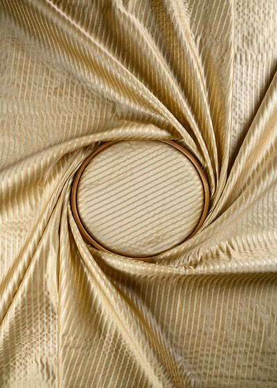 Beige Banarasi Brocade Fabric With All Over Zari Handloom 25755