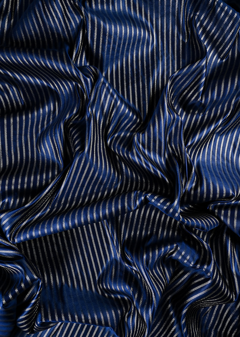 Navy Blue Banarasi Brocade Fabric With All Over Zari Handloom 25756