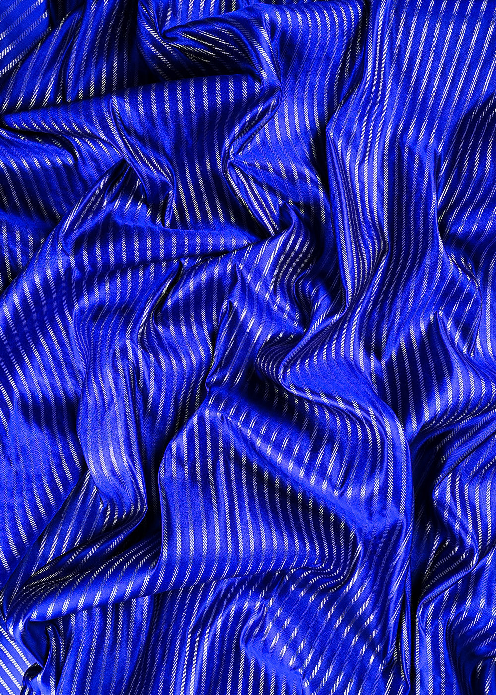 Royal Blue Banarasi Brocade Fabric With All Over Zari Handloom 25758