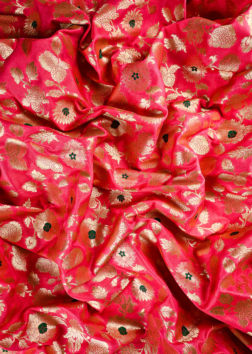 Gazri Pink Banarasi Brocade Fabric With All Over Thread And Zari Handloom 25761