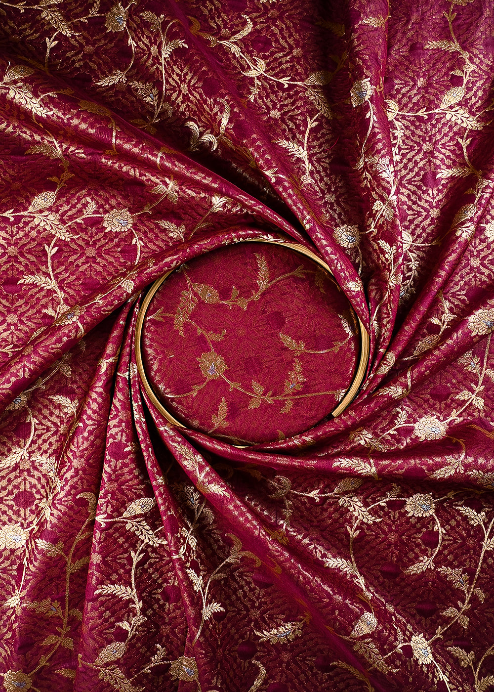 Maroon Banarasi Brocade Fabric With All Over Zari Handloom 25775