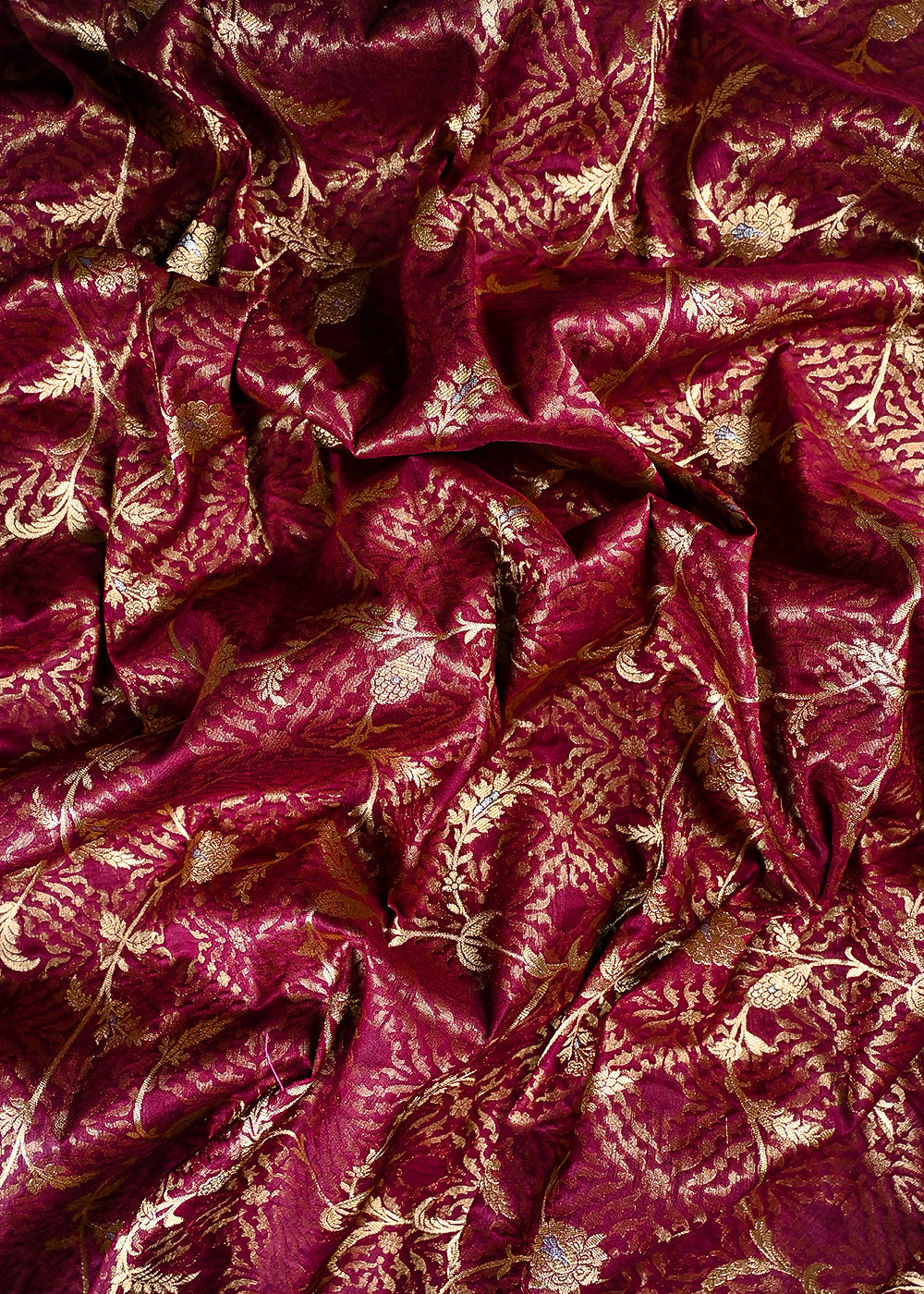 Maroon Banarasi Brocade Fabric With All Over Zari Handloom 25775