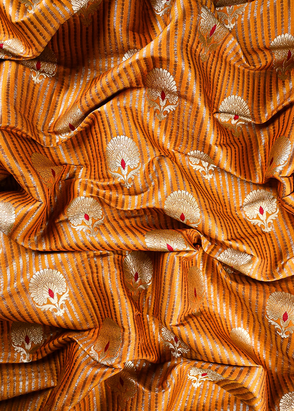Mustard Banarasi Brocade Fabric With All Over Zari Handloom 25778