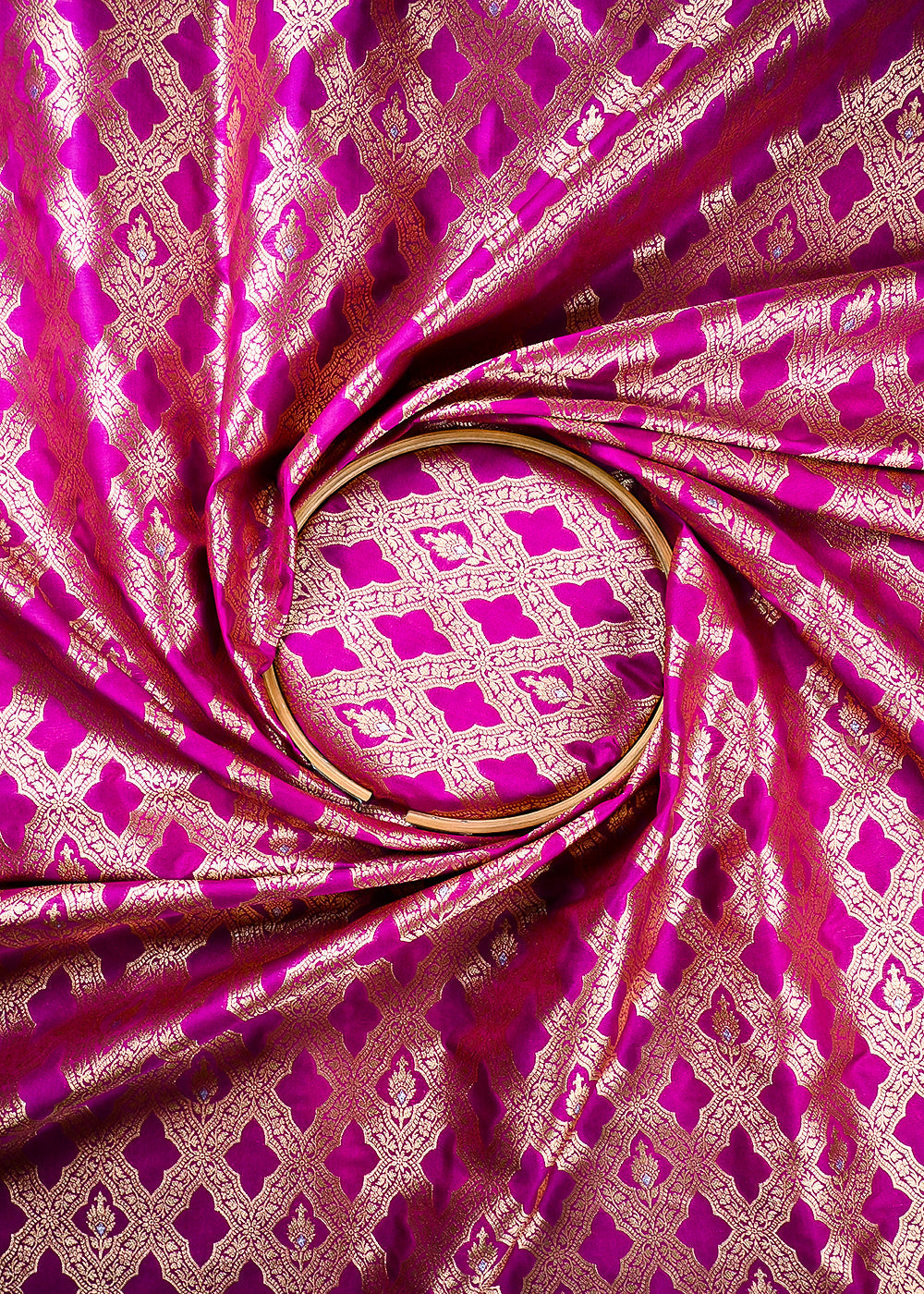 Purple Banarasi Brocade Fabric With All Over Thread And Zari Handloom 25788
