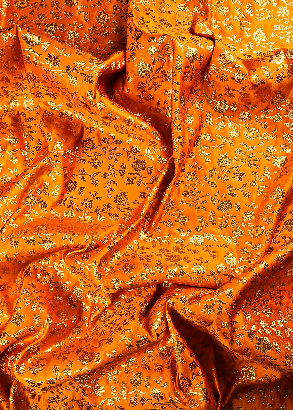 Mustard Banarasi Brocade Fabric With All Over Zari Handloom 25851