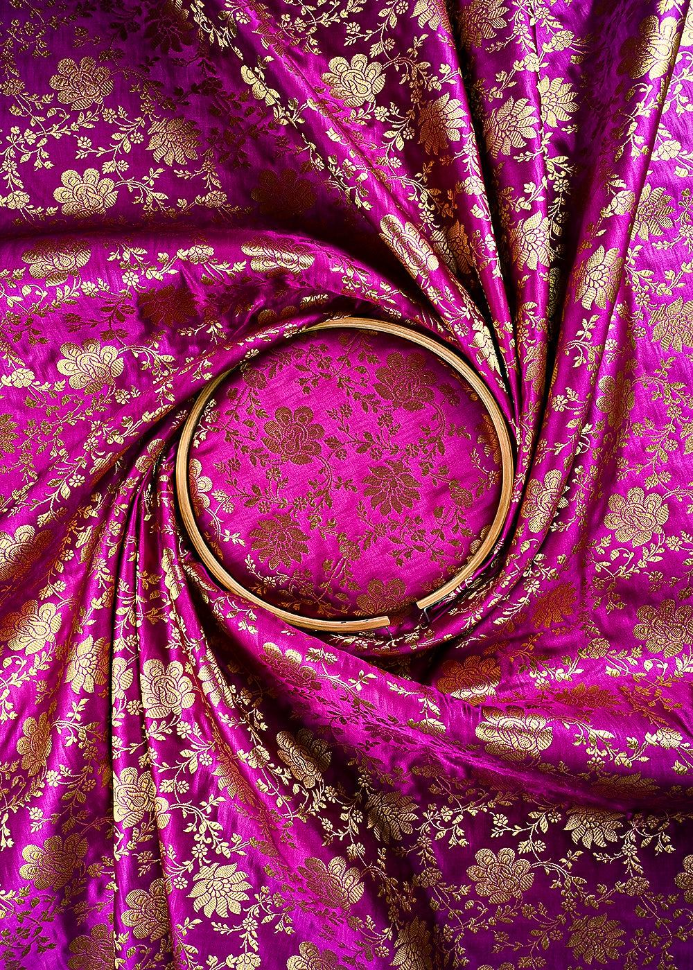 Purple Banarasi Brocade Fabric With All Over Zari Handloom 25857