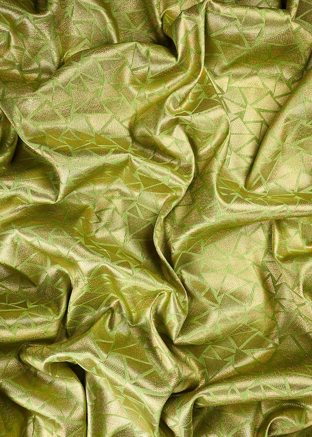 Pista Green Banarasi Brocade Fabric With All Over Thread And Zari Handloom 25865
