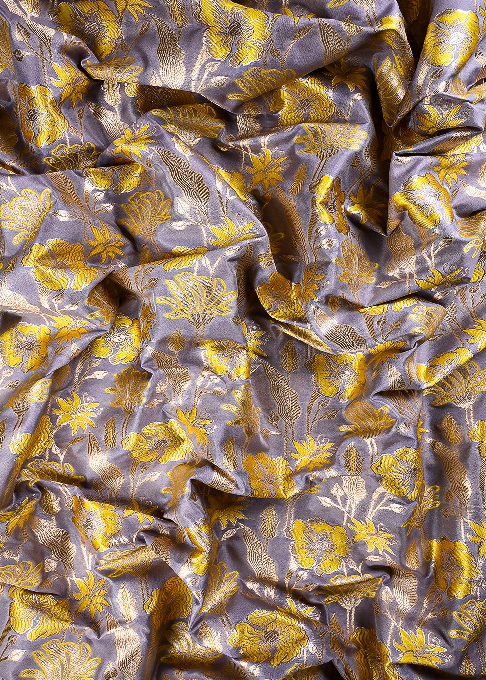 Onion Banarasi Brocade Fabric With All Over Thread And Zari Handloom 25887