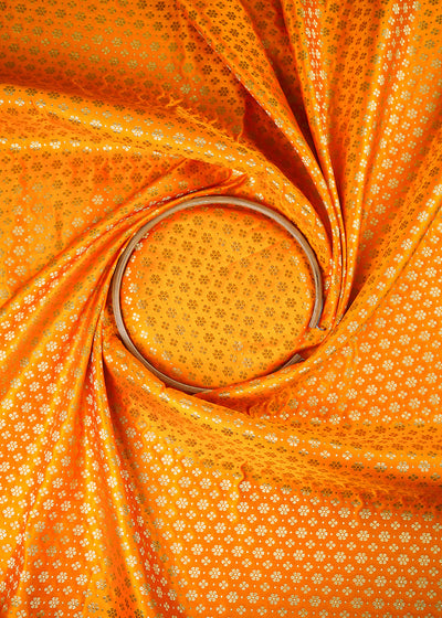 Mustard Banarasi Brocade Fabric With All Over Zari Handloom 26011