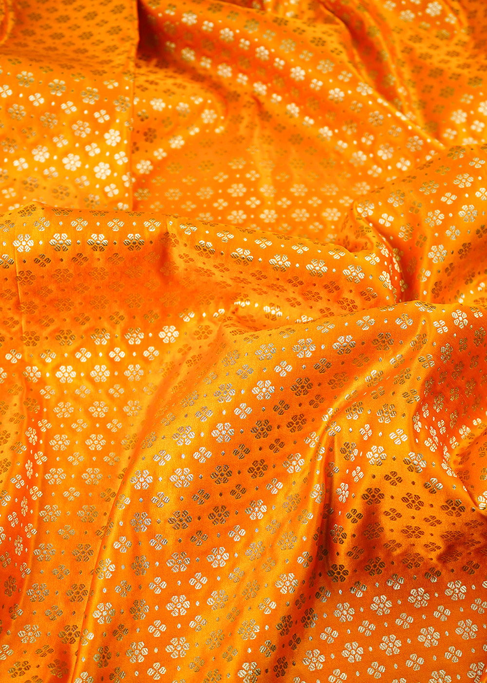 Mustard Banarasi Brocade Fabric With All Over Zari Handloom 26011
