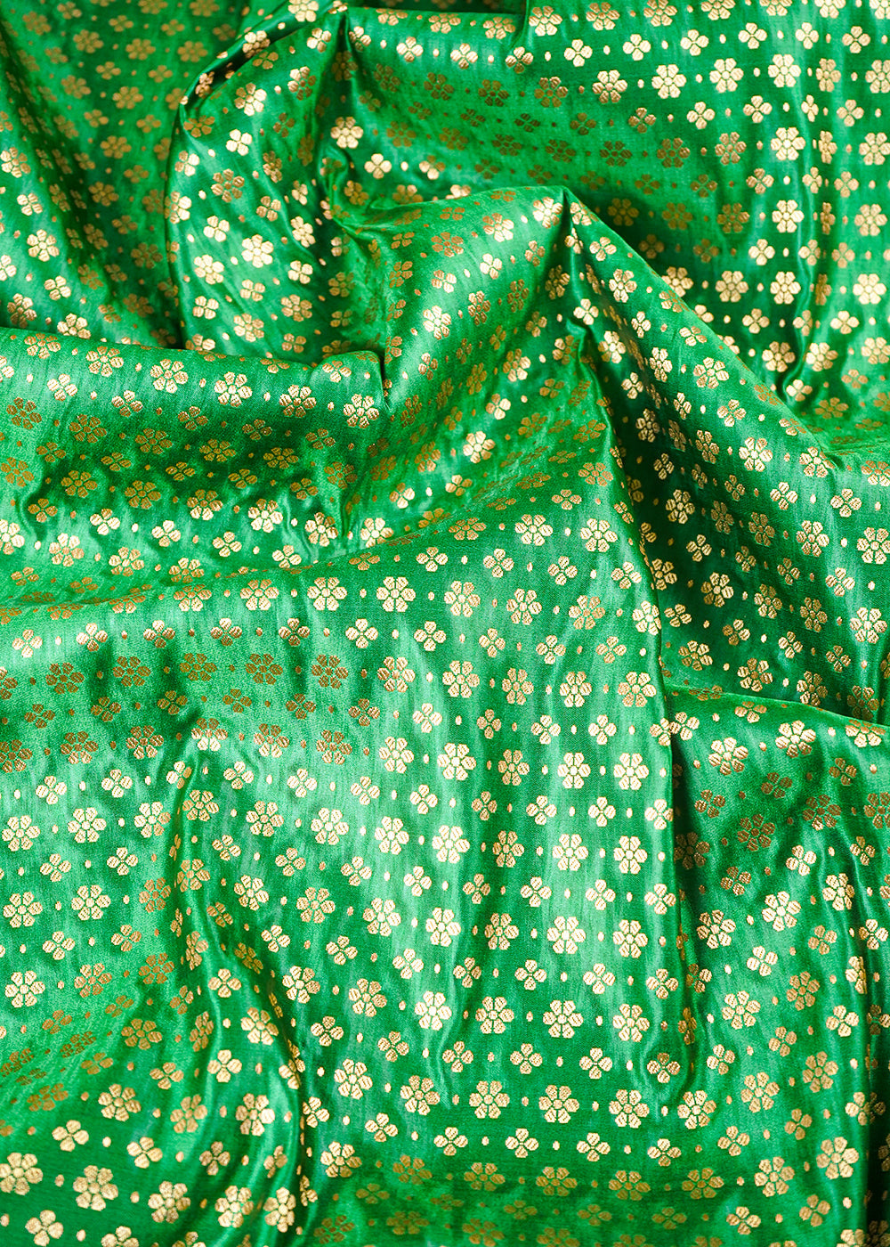 Bottle Green Banarasi Brocade Fabric With All Over Zari Handloom 26025