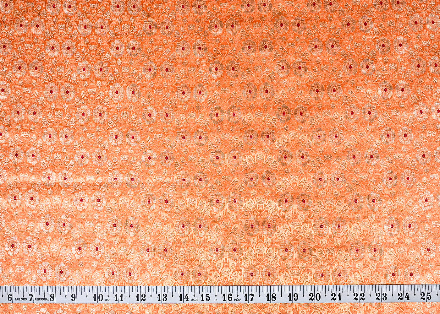 (Pre-Cut 1.5 MTR) Peach Banarasi Brocade Fabric With All Over Zari Handloom 26137