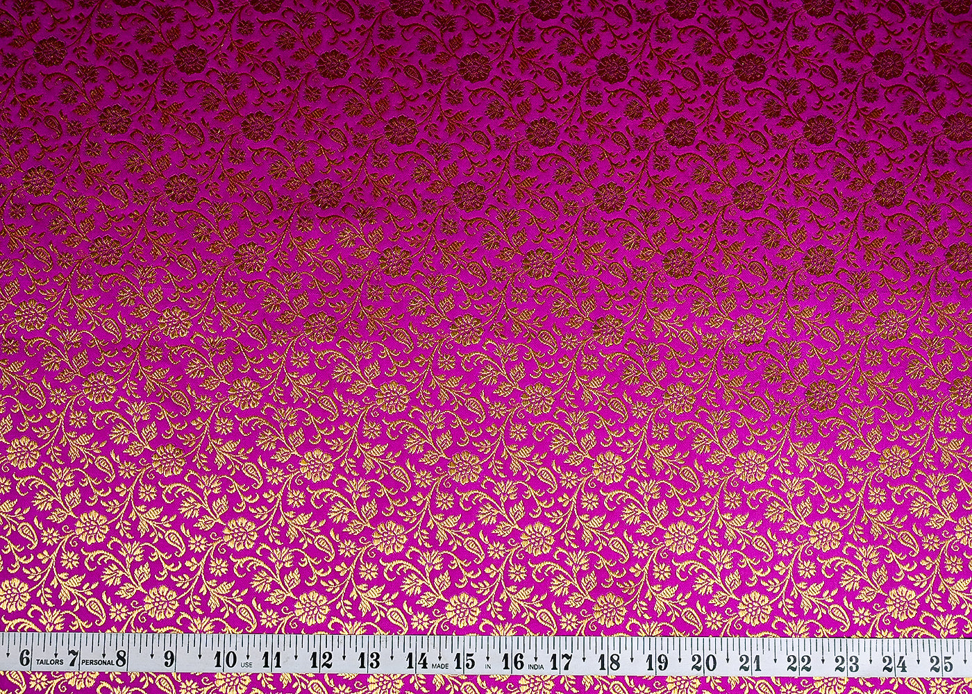 (Pre-Cut 2.5 MTR) Purple Banarasi Brocade Fabric With All Over Zari Handloom 26329