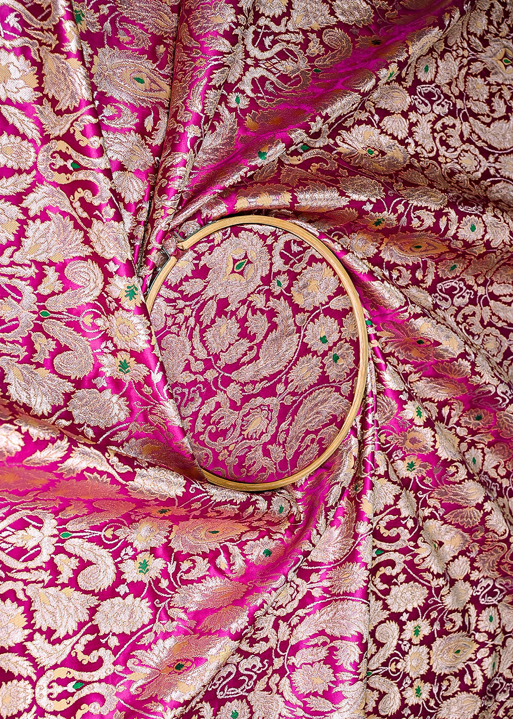 (Pre-Cut 1.45 MTR) Purple Banarasi Brocade Fabric With All Over Zari Handloom 26355