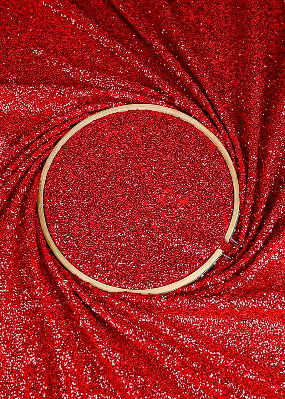 (Pre-Cut 1.85 MTR) Red Georgette Fabric With All Over Sequins Work 26375