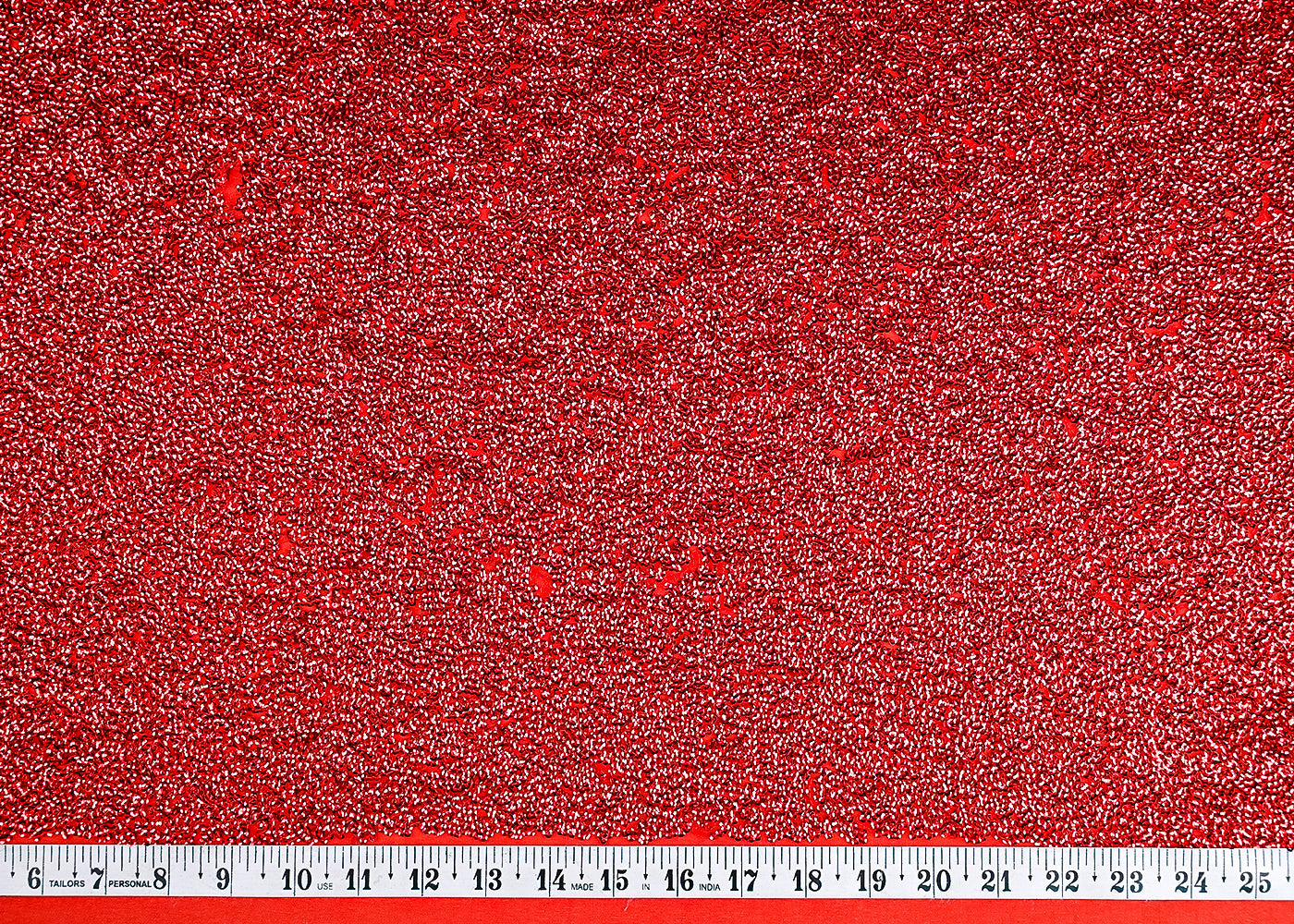 (Pre-Cut 1.85 MTR) Red Georgette Fabric With All Over Sequins Work 26375