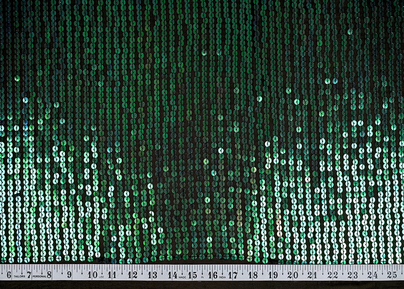 (Pre-Cut 2.5 MTR) Black Georgette Fabric With All Over Rainbow Sequins 26377